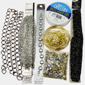Mixed Lot Jewelry Chains Stretch Cord Wire Necklace Spacer Bead Supply Craft DIY